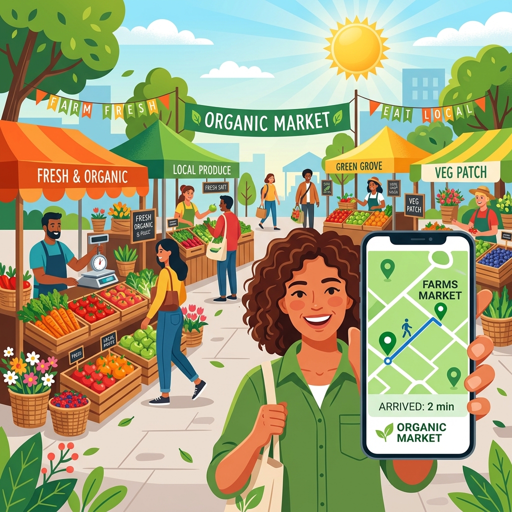 Farmers Market Friend App Mockup